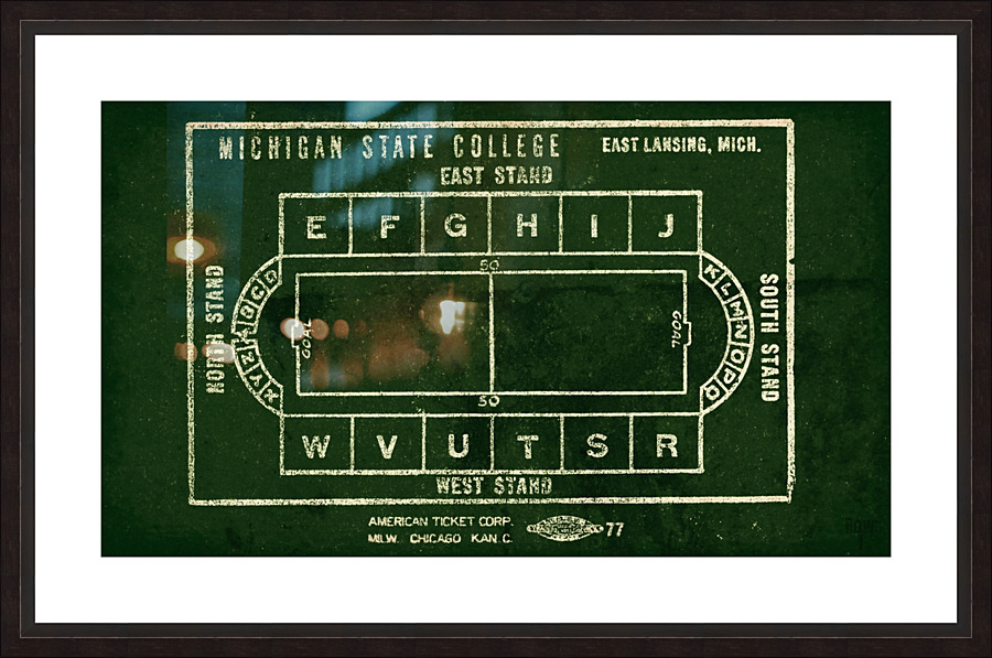 1946 Michigan State Macklin Stadium Map Art Picture Frame print