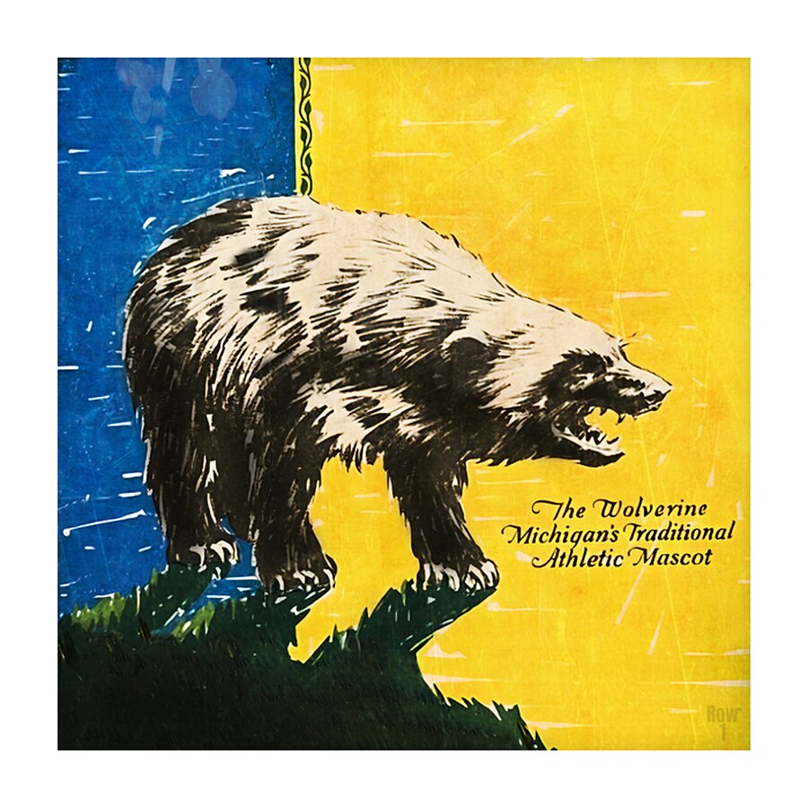 Historic 1927 Michigan Wolverine Mascot Art by Row One Brand Wall Art