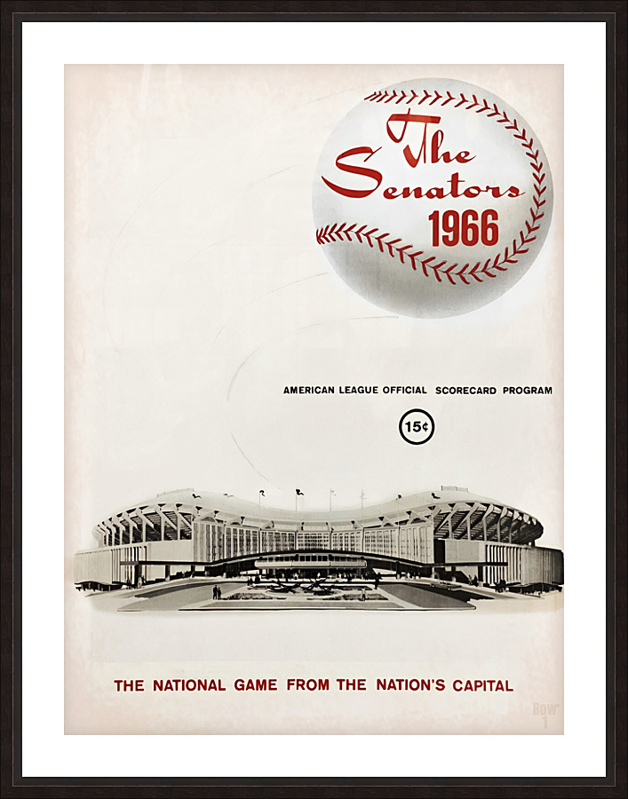 1966 Washington Senators Program Art Picture Frame print