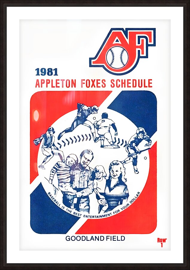1981 Appleton Foxes Baseball Art Picture Frame print