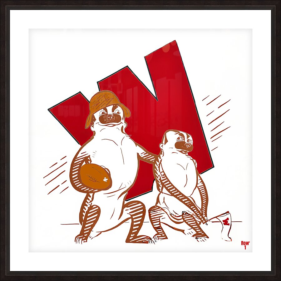 Benny and Beulah Wisconsin Badger Art Picture Frame print