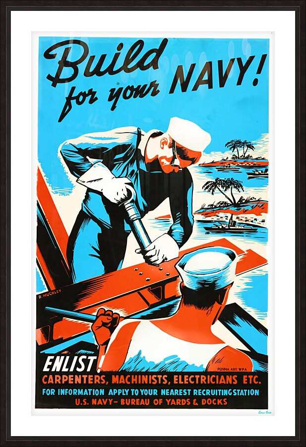 Build for Your Navy Picture Frame print