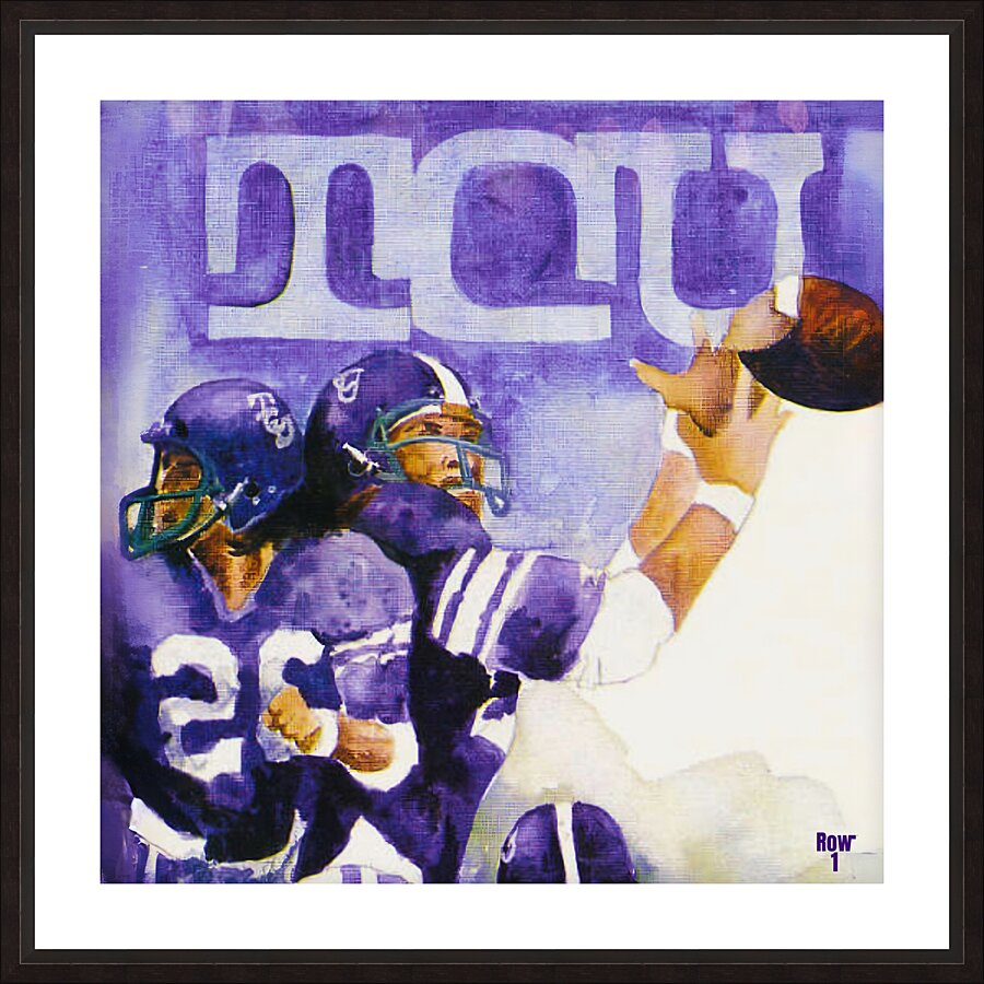 vintage tcu art football players Picture Frame print