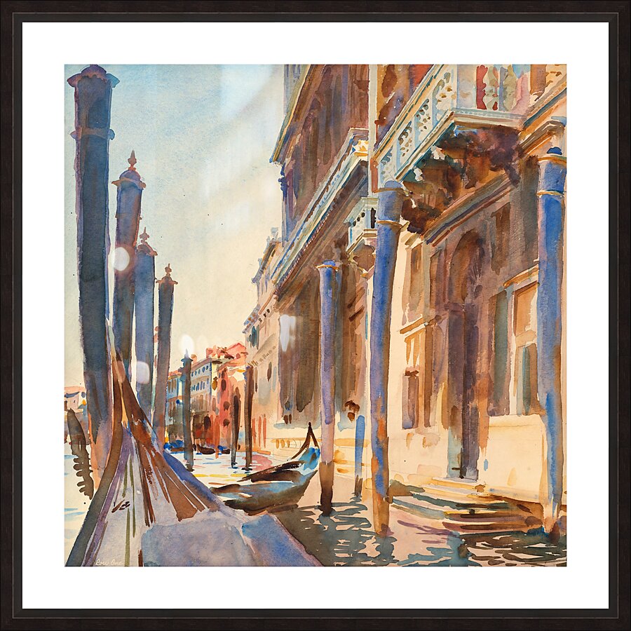 sargent gondola moorings on grand canal Picture Frame print