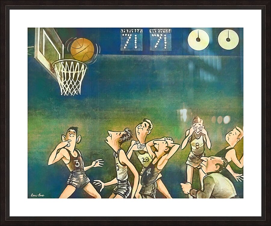 vintage basketball cartoon art Picture Frame print