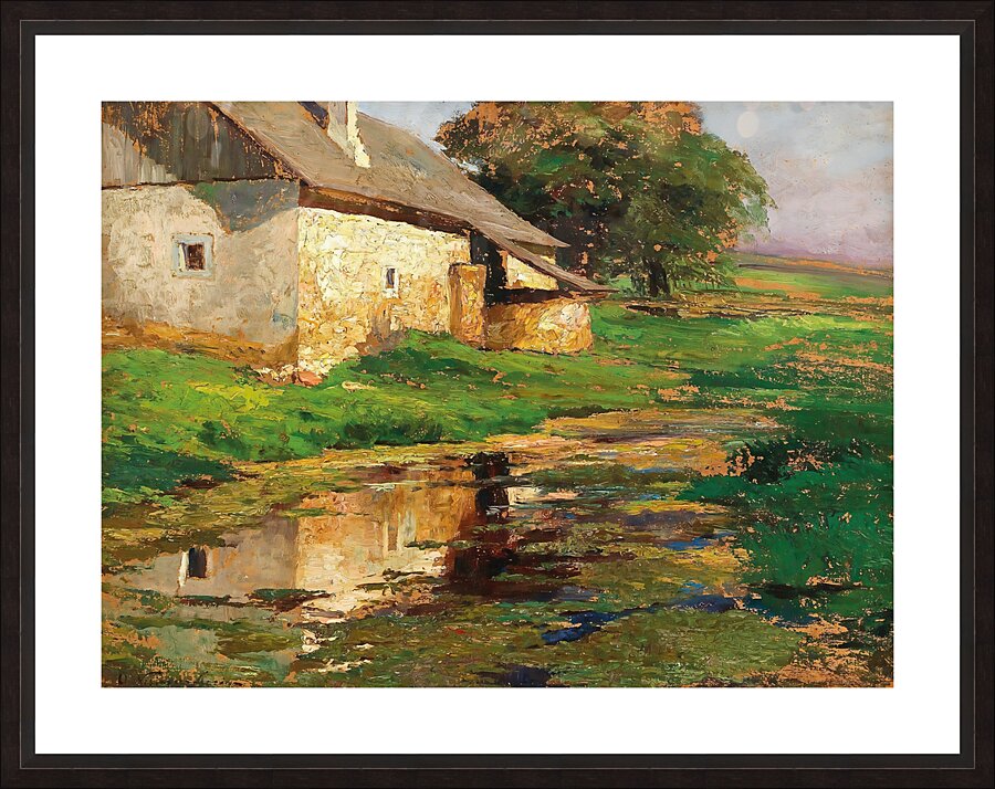 The pond behind the house Picture Frame print