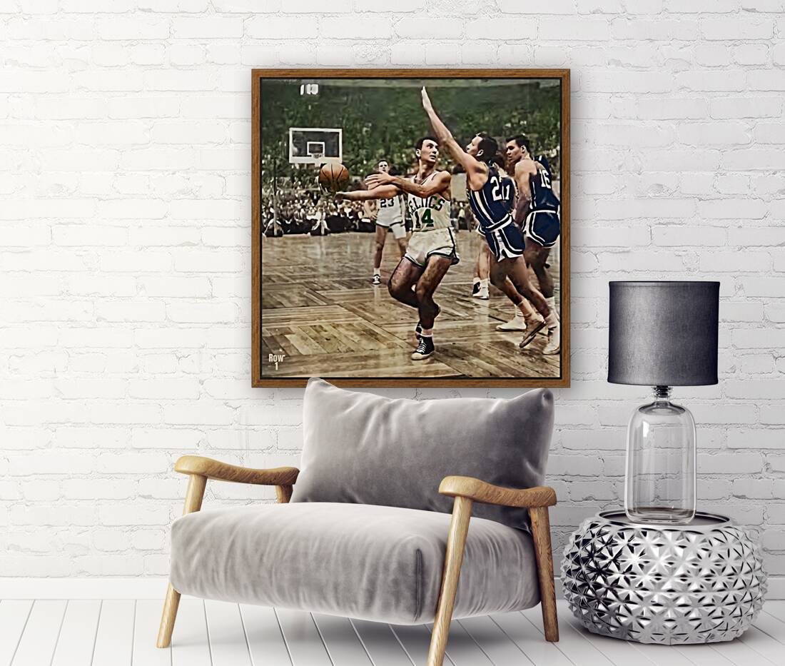 Celtics Cousy Hook Shot Art Reproduction