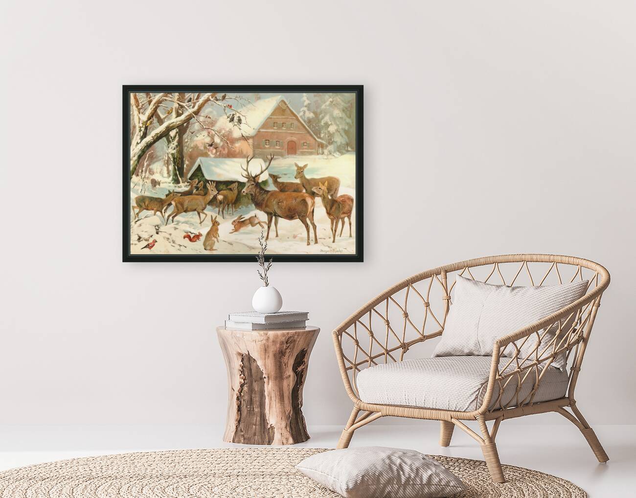 Deer in the Snow 1906 Reproduction
