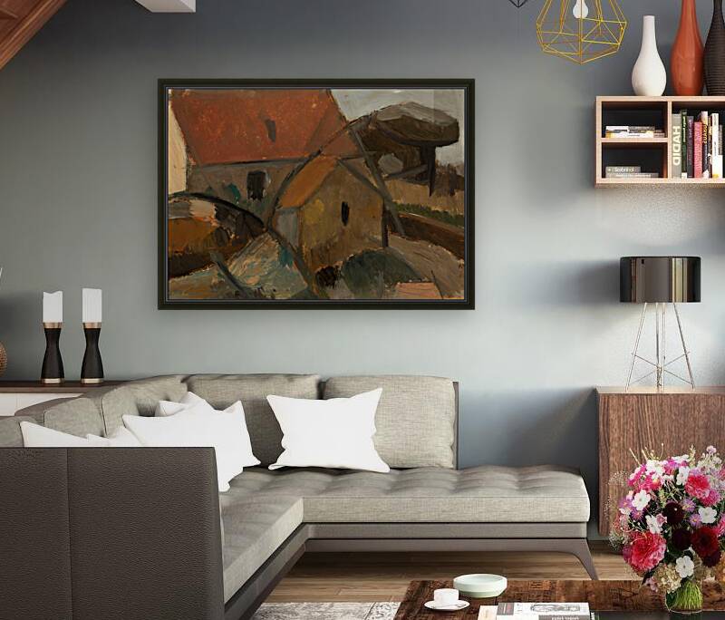 Small House with Red Roof Reproduction