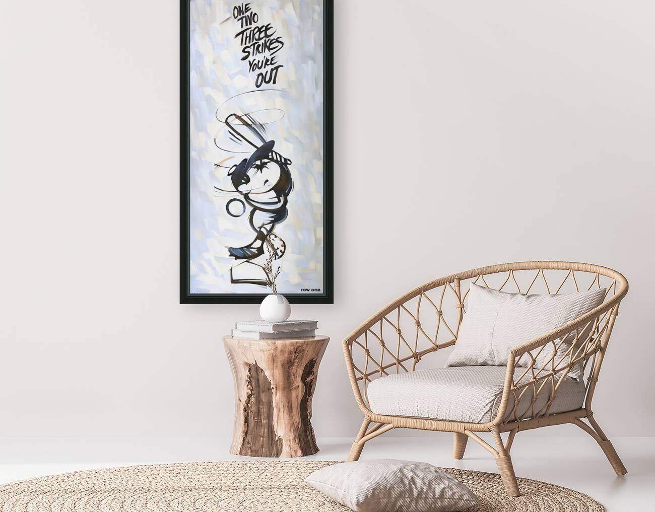 one two three strikes out baseball art Reproduction