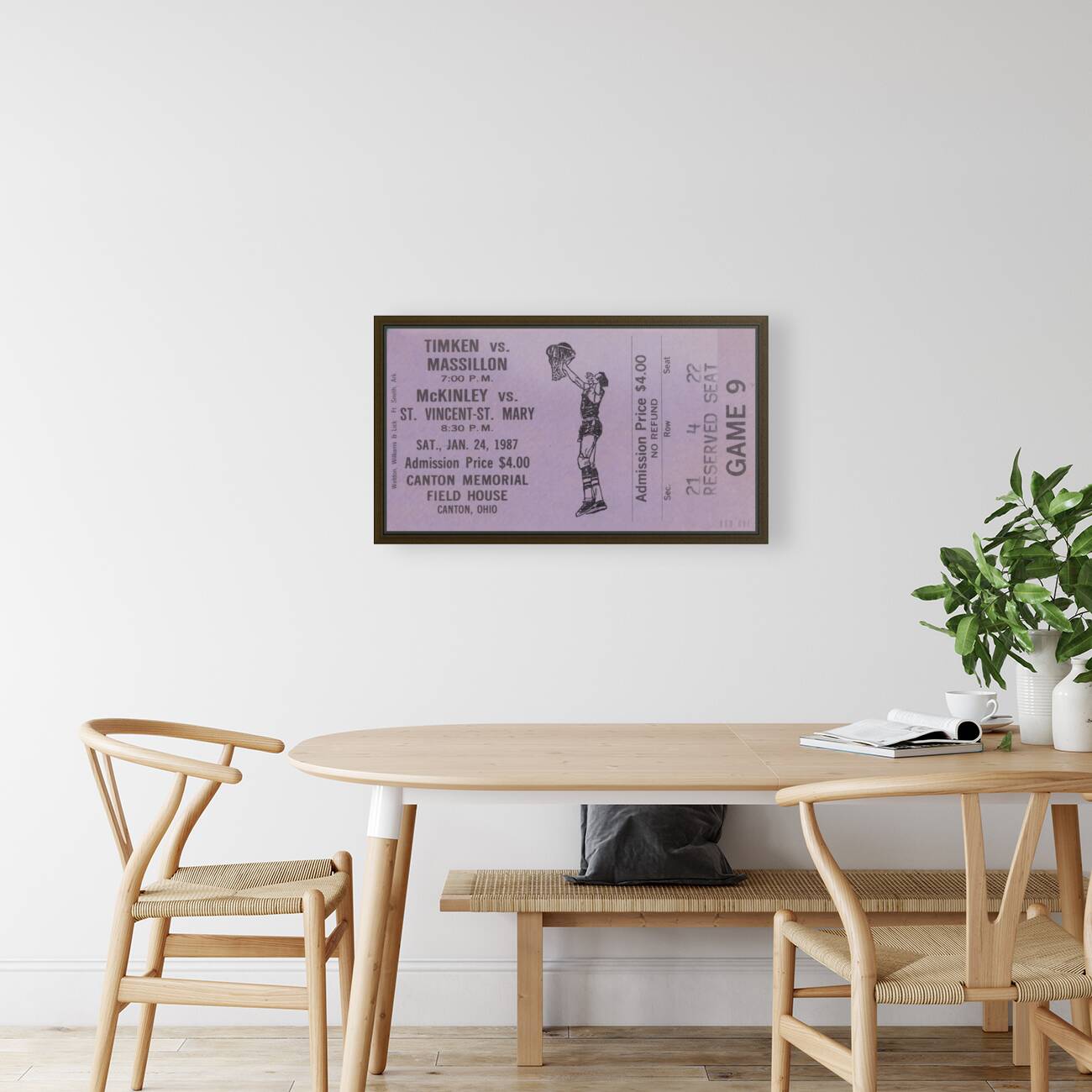 1987 timken massilon basketball ticket art  Reproduction