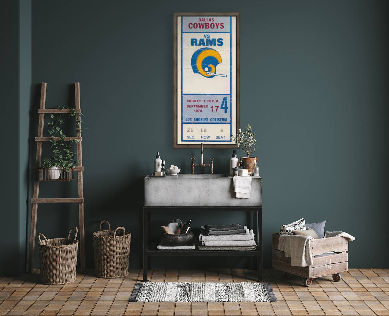 1978 Dallas Cowboys vs. LA Rams Ticket Art Reproduction