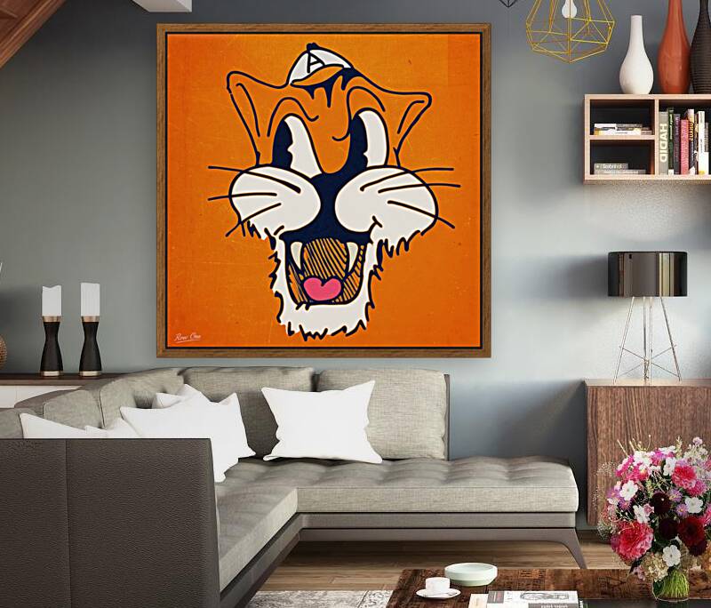 Vintage Auburn Tiger Cartoon Art Reproduction