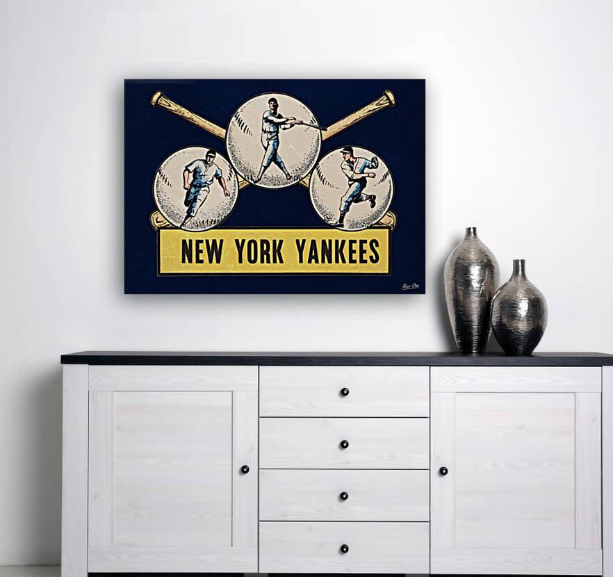 Vintage New York Yankees Three Ball Art Reproduction