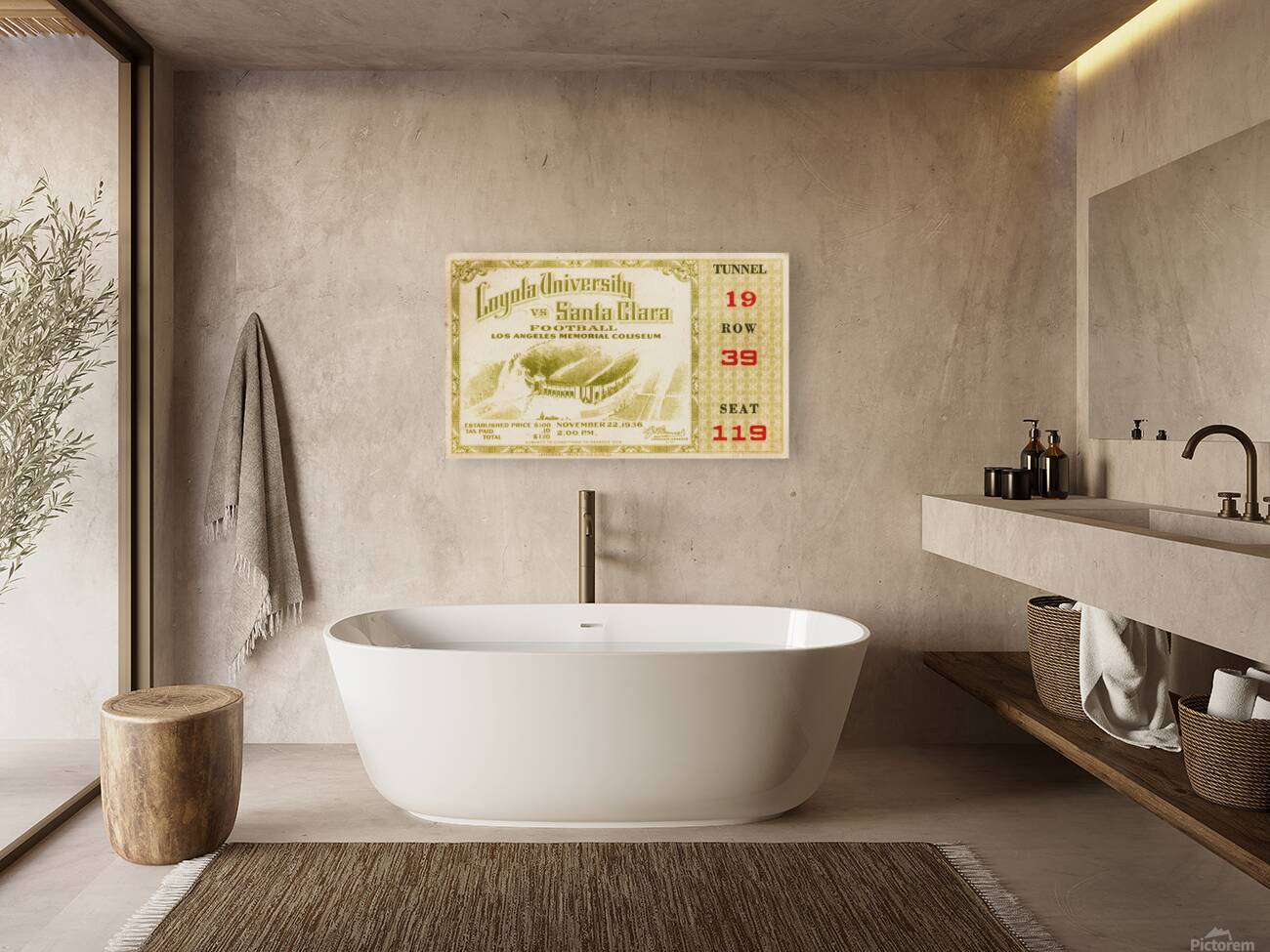 1936 loyola santa clara ticket Reproduction