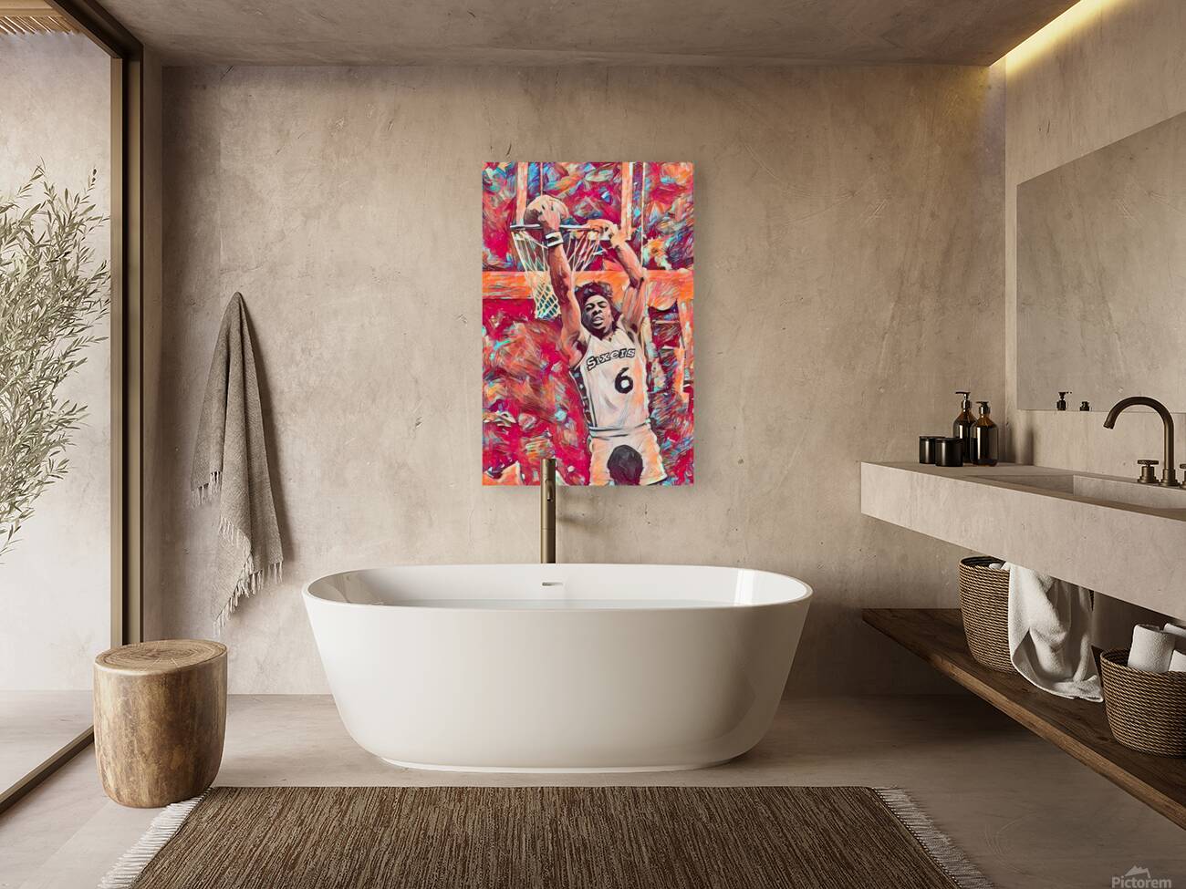 1977 Dr. J Reverse Dunk Art Reproduction