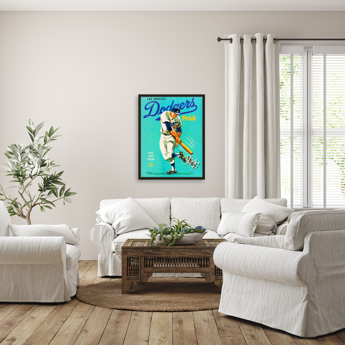 1968 Los Angeles Dodgers Scorecard Art  Reproduction