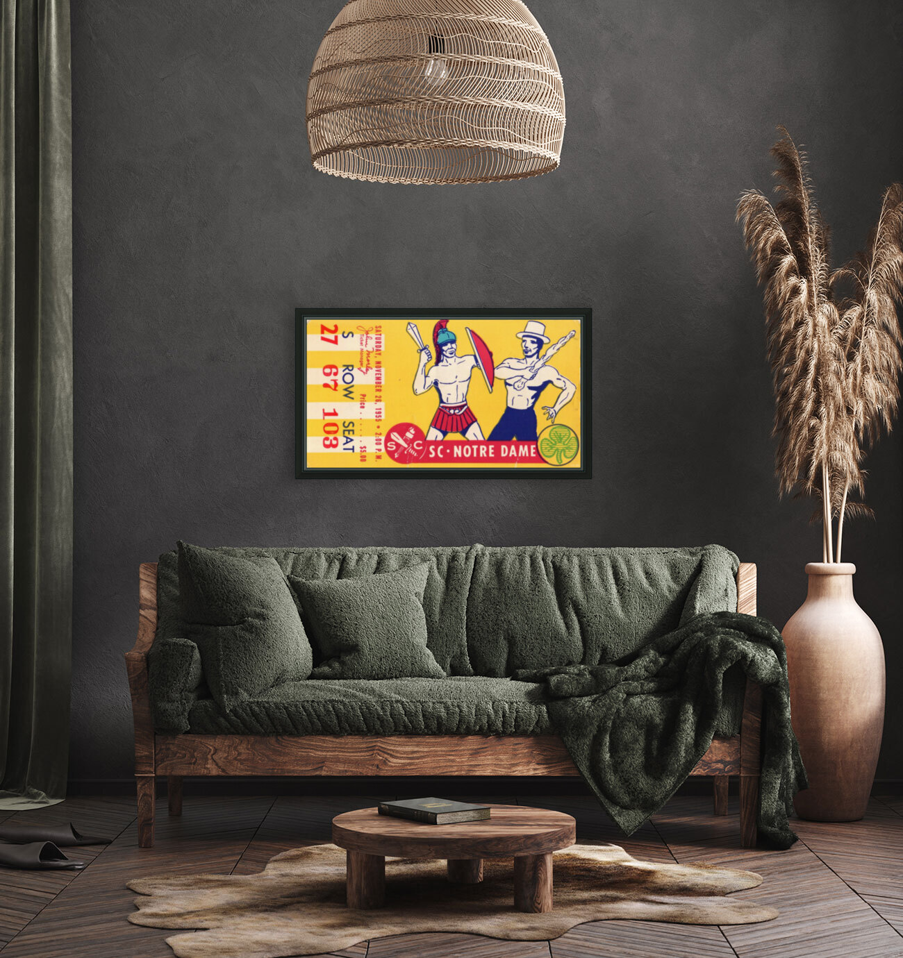 1955 USC vs. Notre Dame Football Ticket Art Reproduction
