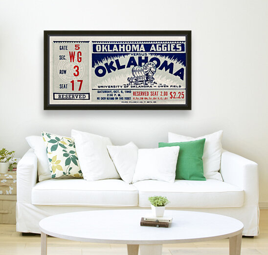 1940 Oklahoma A&M vs. Oklahoma Sooners Ticket Art Reproduction