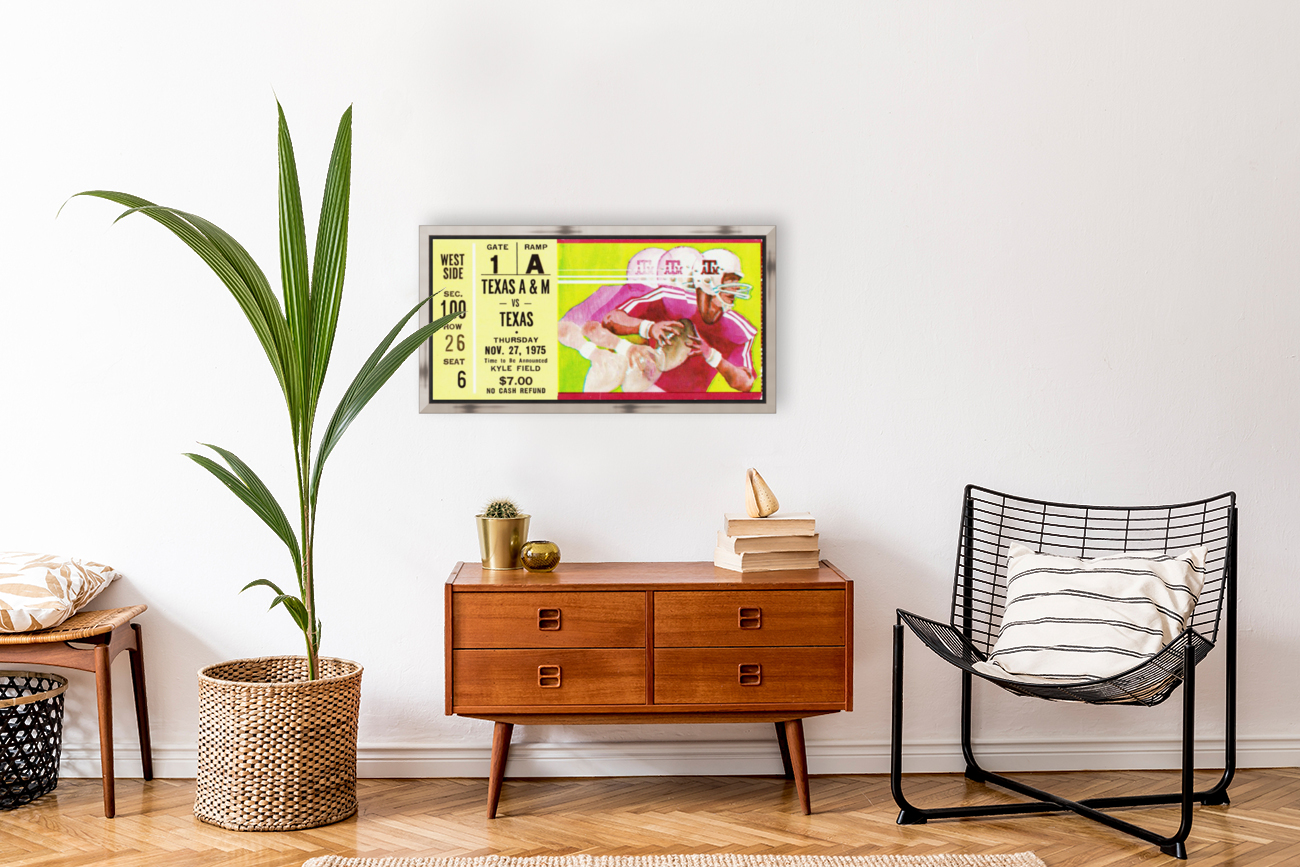 1975 Texas vs. Texas A&M Football Ticket Canvas Reproduction
