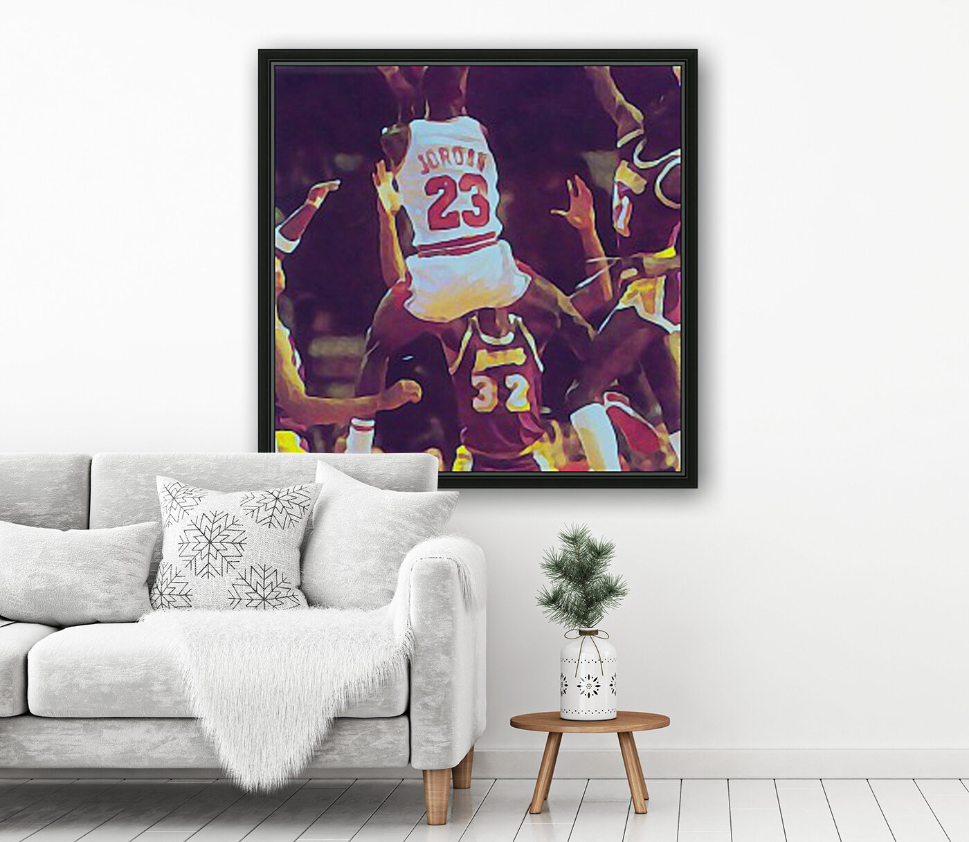 Michael Jordan Shoots Over the Lakers Reproduction