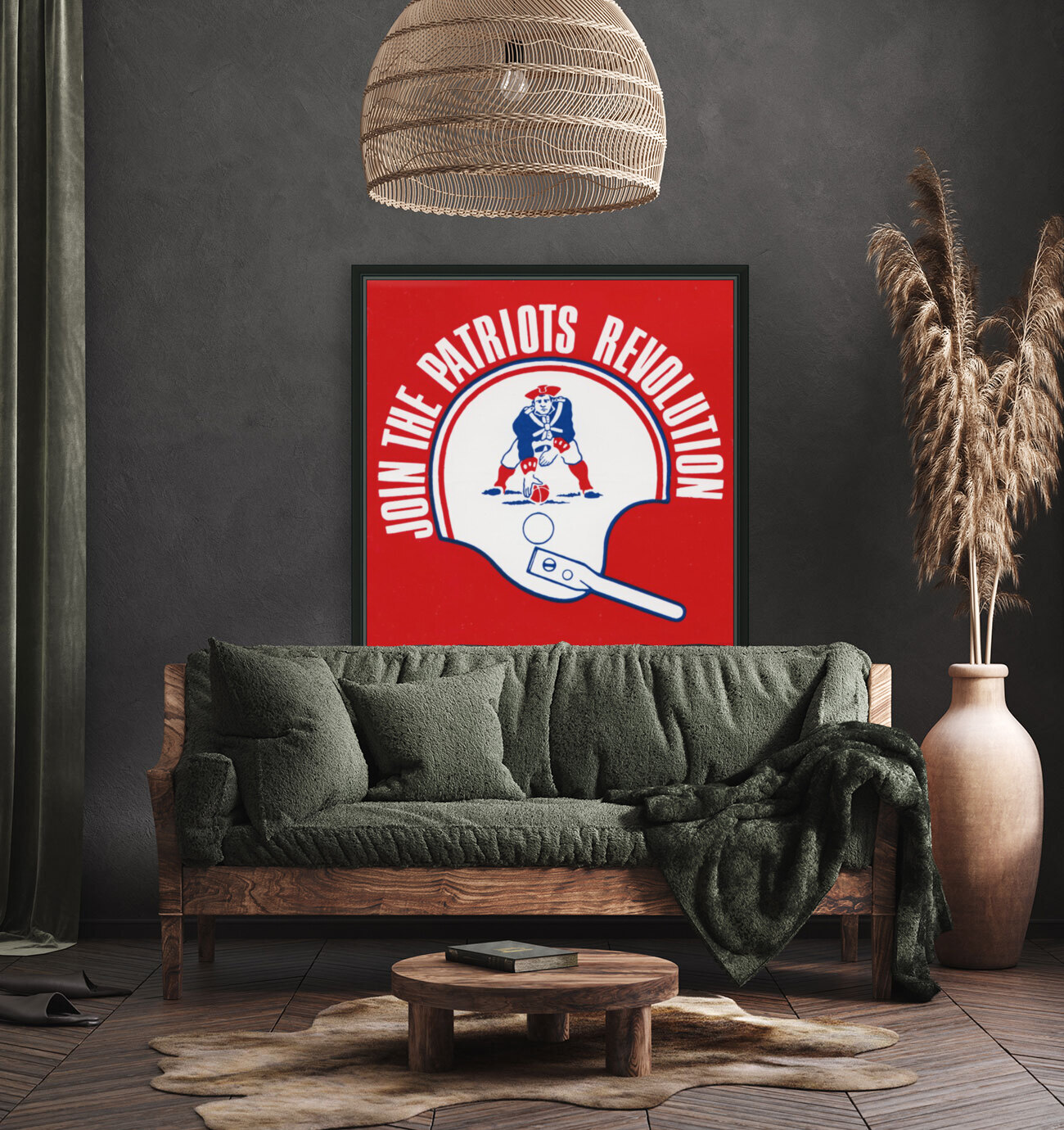 Vintage New England Patriots Helmet Art Reproduction