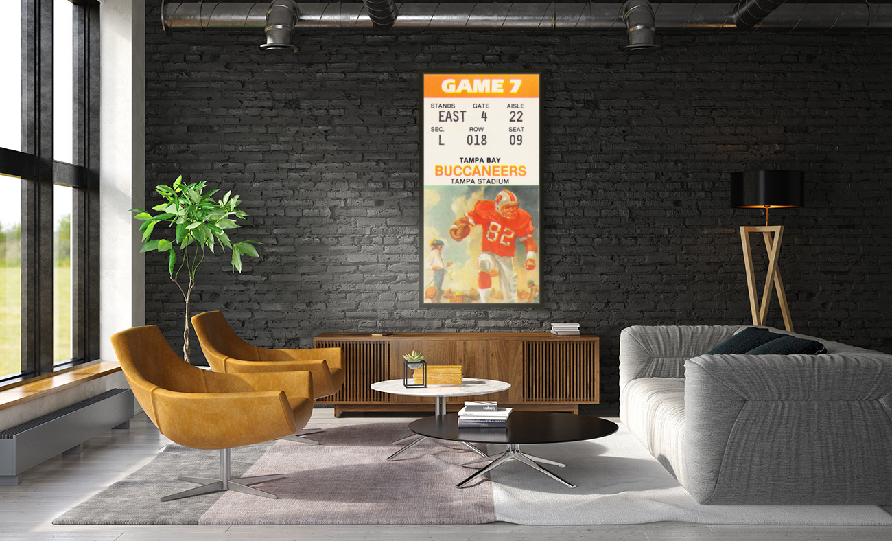 1988 Tampa Bay Buccaneers Ticket Stub Art Reproduction