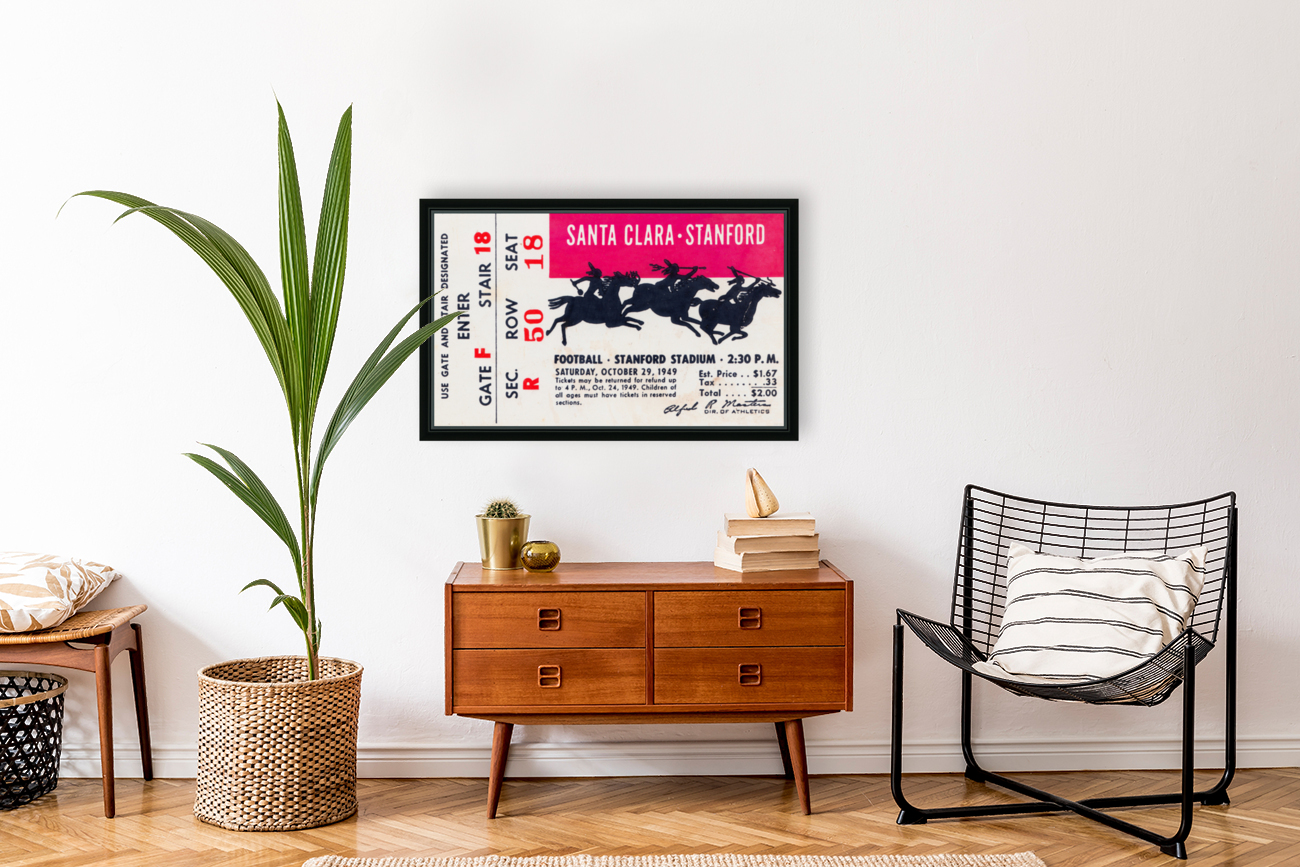 1949 Stanford vs. Santa Clara Football Ticket Canvas Reproduction