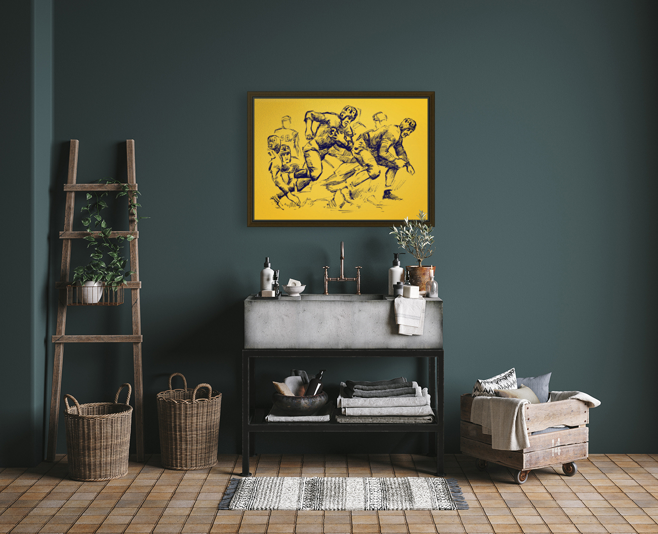 1938 Cal Bear Touchdown Art Reproduction