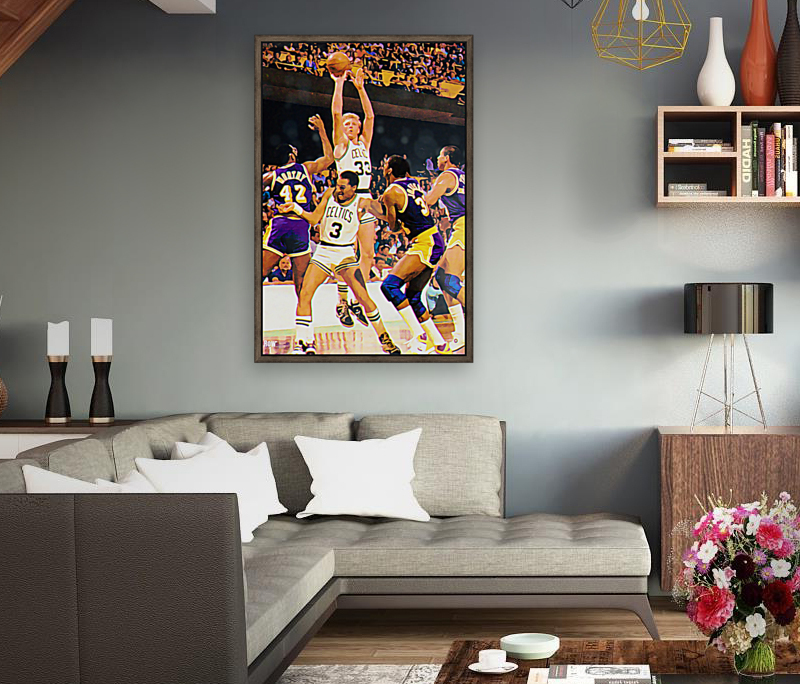 larry bird celtics lakers art Reproduction