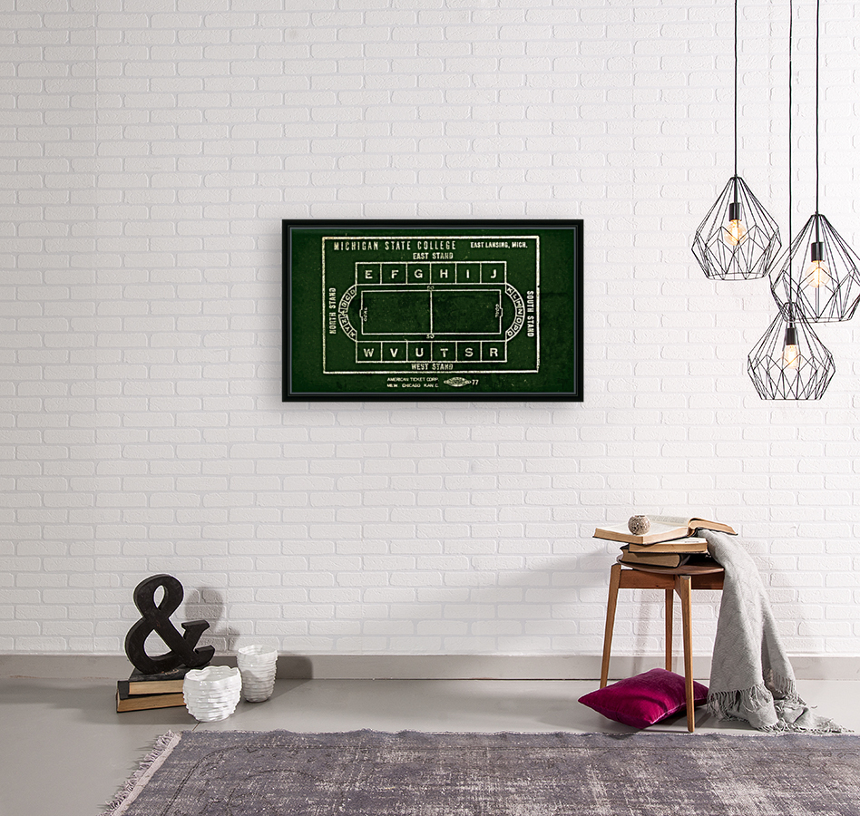 1946 Michigan State Macklin Stadium Map Art Reproduction