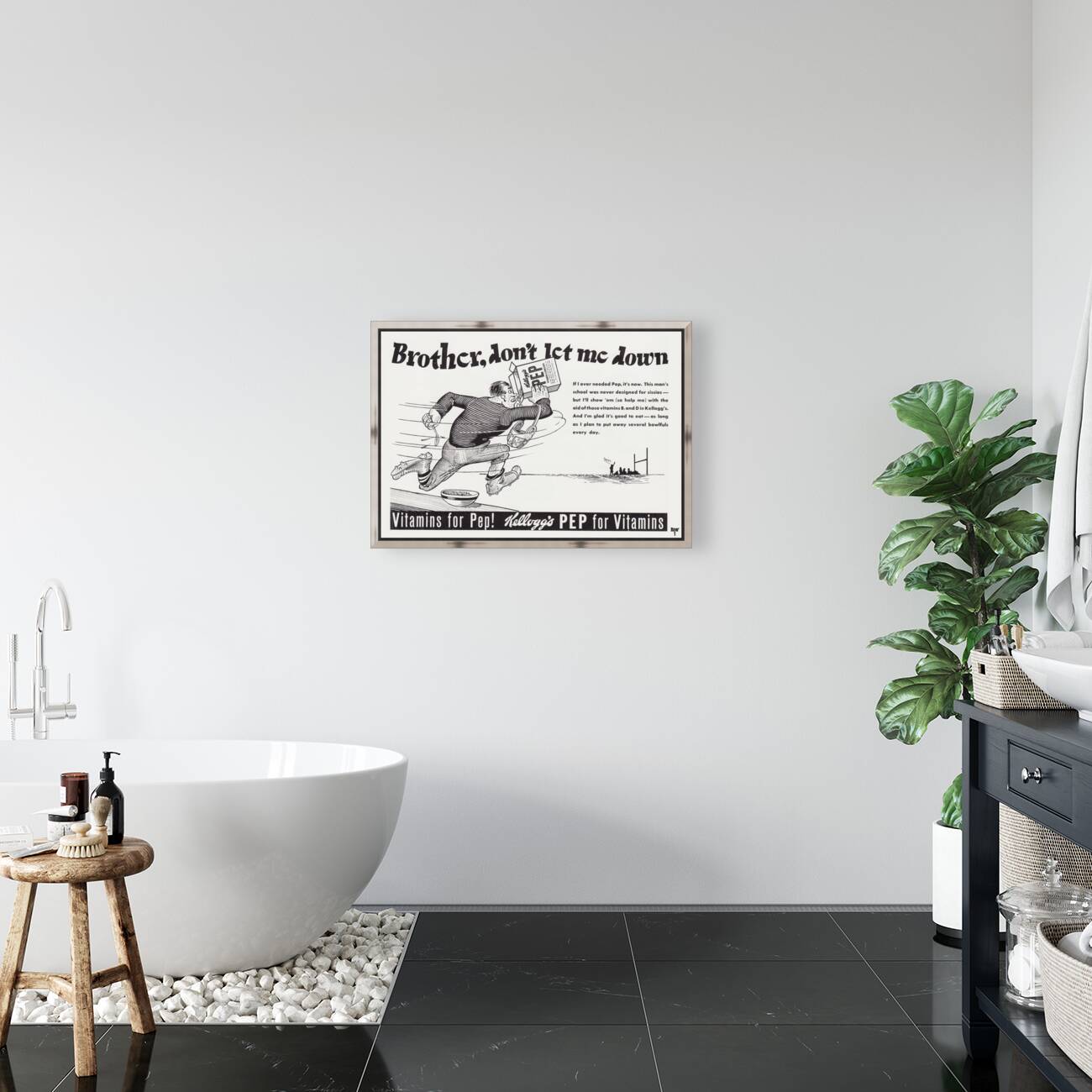 1940s Kellogs Pep Cereal Football Ad Reproduction