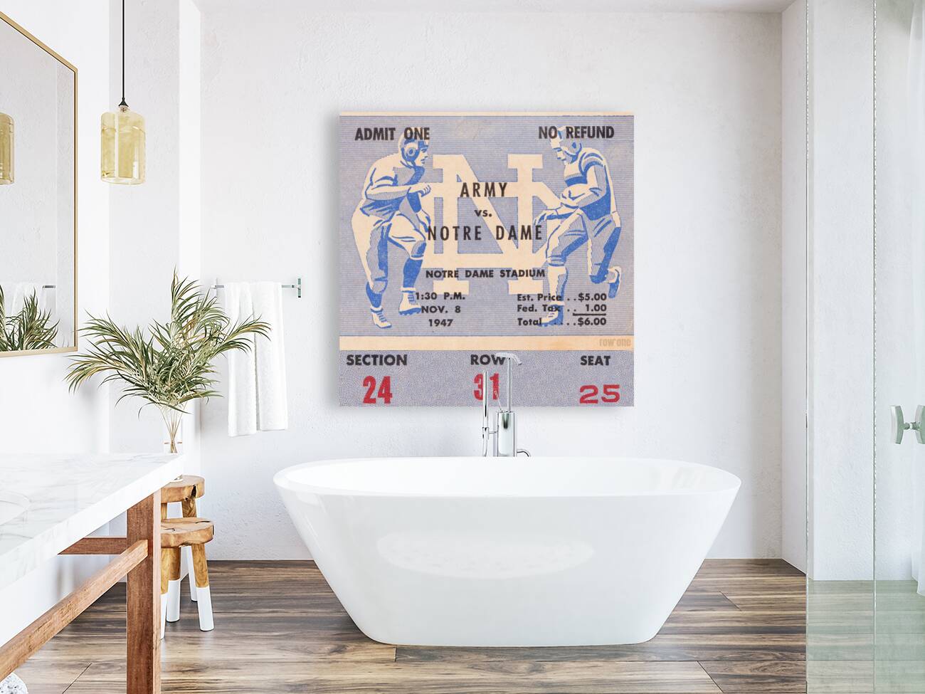 1947 Notre Dame vs. Army Ticket Stub Square Reproduction