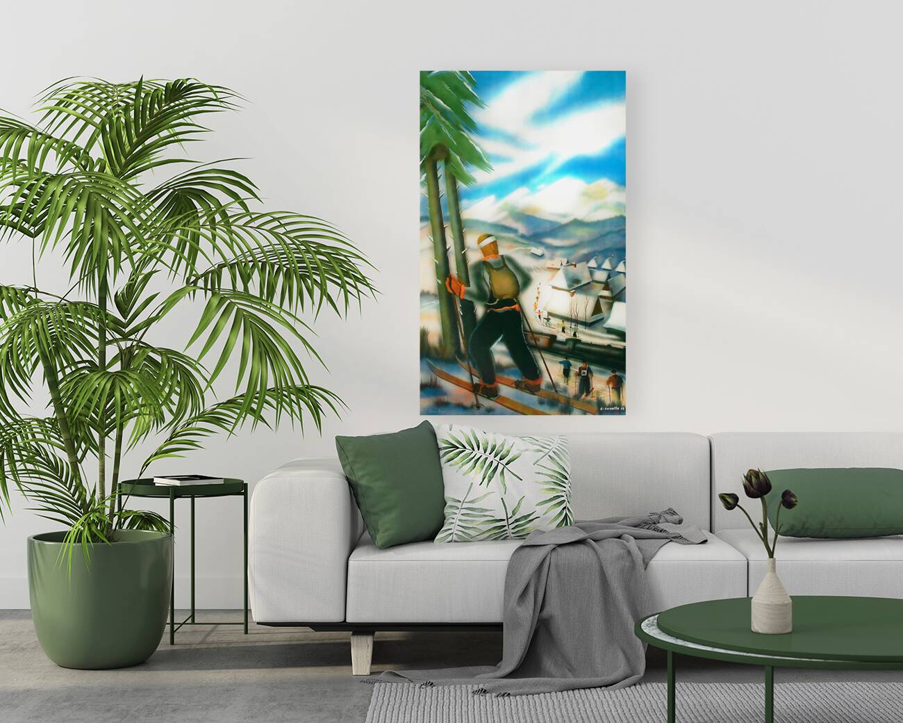 1933 skiing art Reproduction