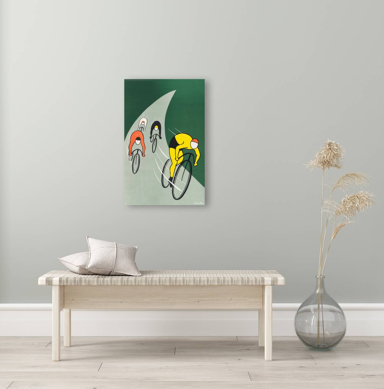 1950s bike racing art Reproduction