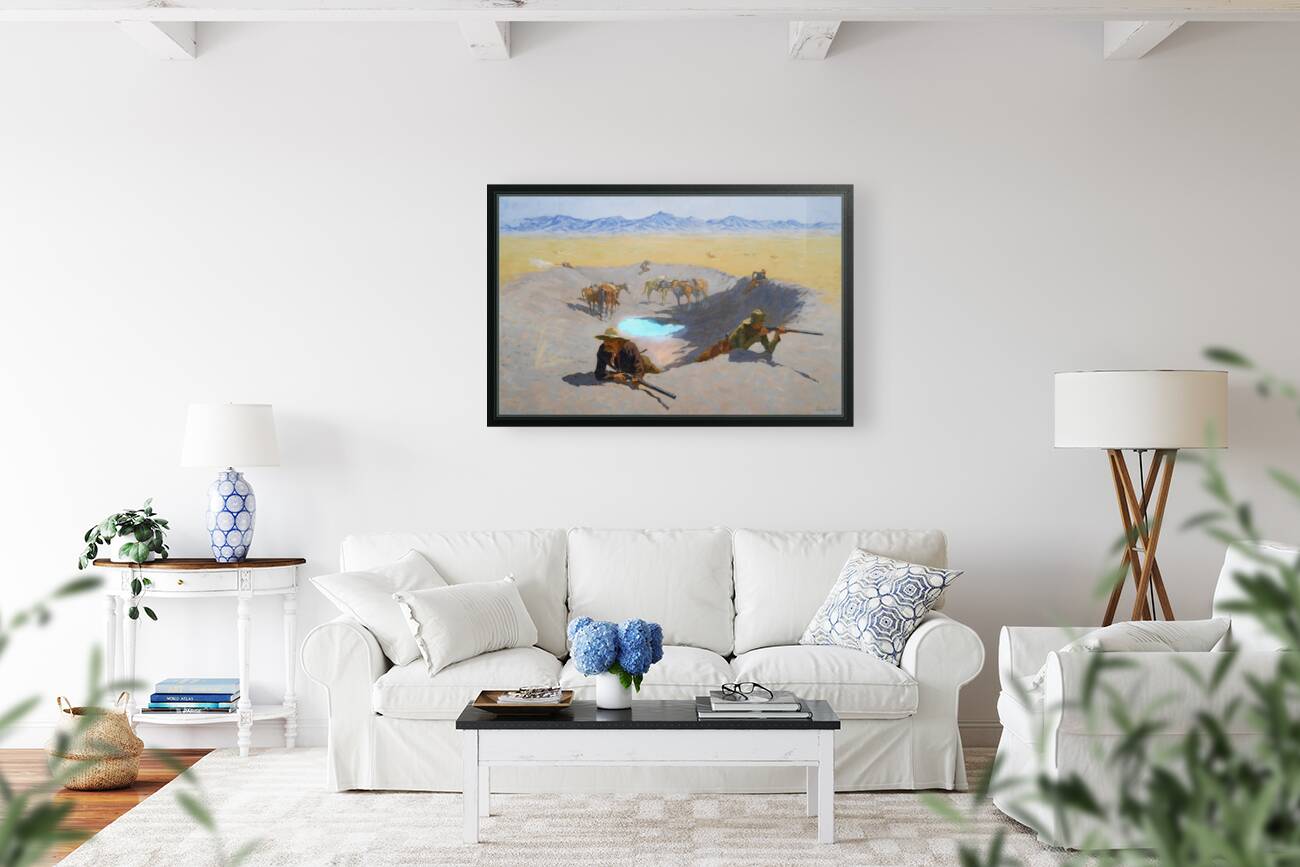 frederic remington watering hole western art Reproduction