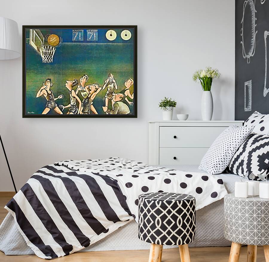 vintage basketball cartoon art Reproduction
