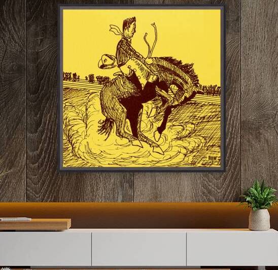 Vintage Wyoming Cowboy Art by Row One Brand