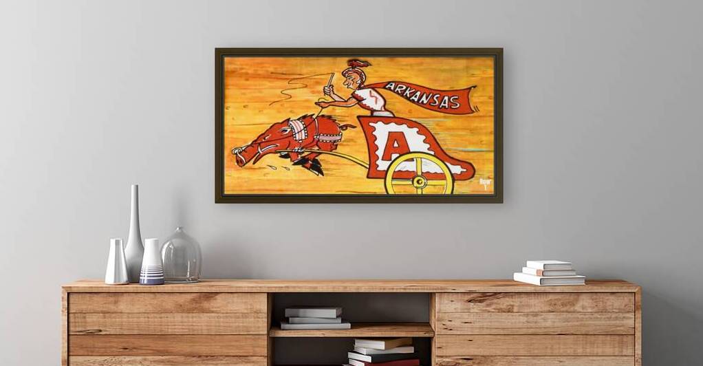 Spec Martin Arkansas Razorback Chariot Cartoon Art by Row One Brand