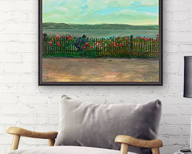 Rose fence with view of the Berg Castle  by Row One Brand