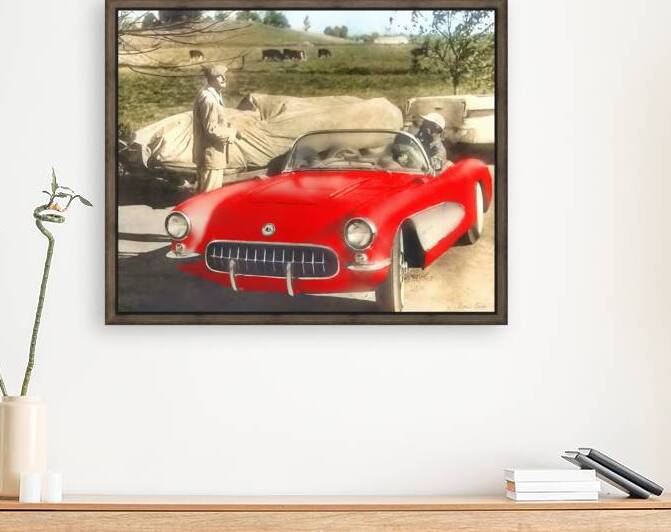 1957 Red Corvette Art by Row One Brand