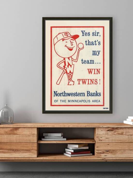 Vintage Northwestern Bank Minnesota Twins Ad by Row One Brand