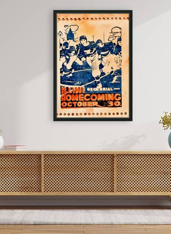 illini decennial vintage illinois football art by Row One Brand