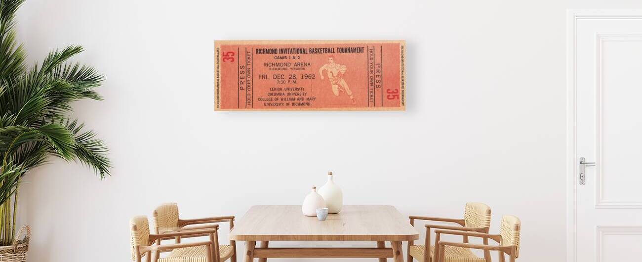 1962 Richmond Invitational Basketball Ticket by Row One Brand
