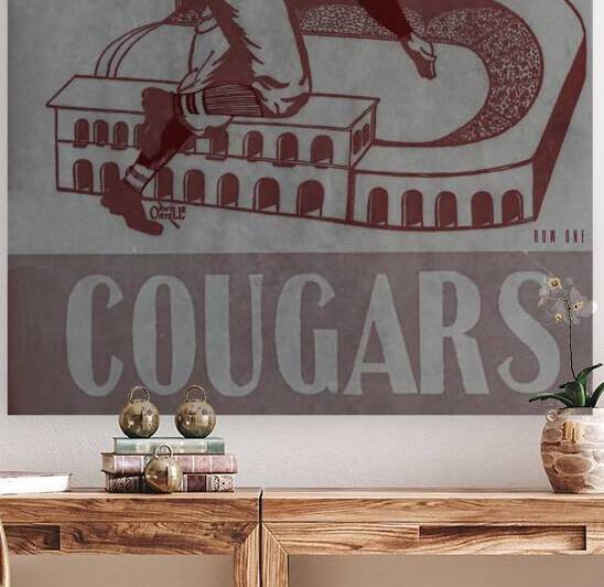 Vintage Washington State Cougars Football Player Art by Row One Brand