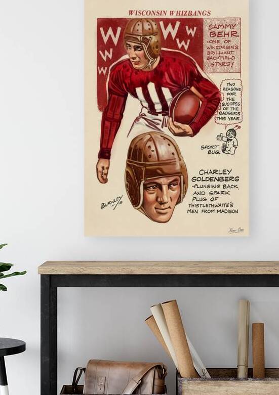 Vintage Thirties Wisconsin Badgers Football Art by Row One Brand