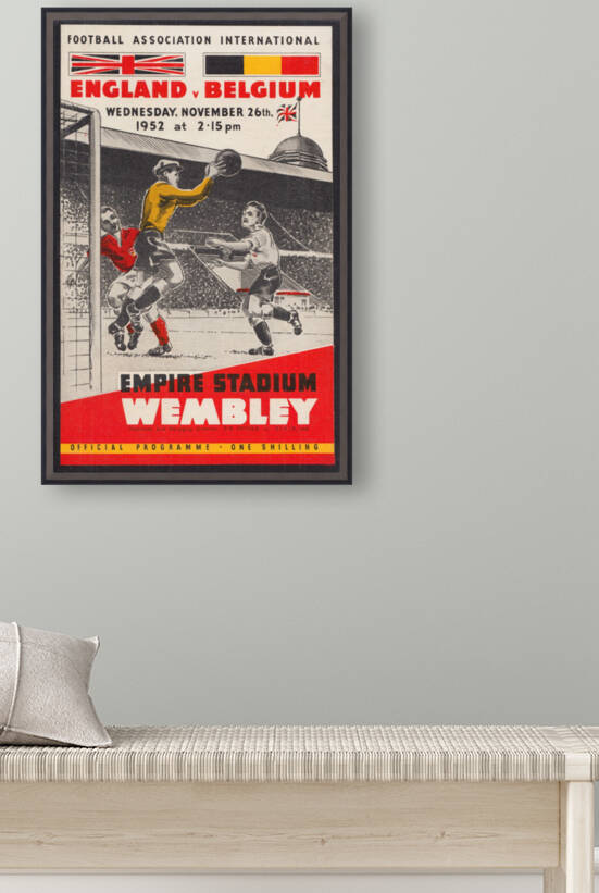 1952 England vs. Belgium Association Football Art  by Row One Brand