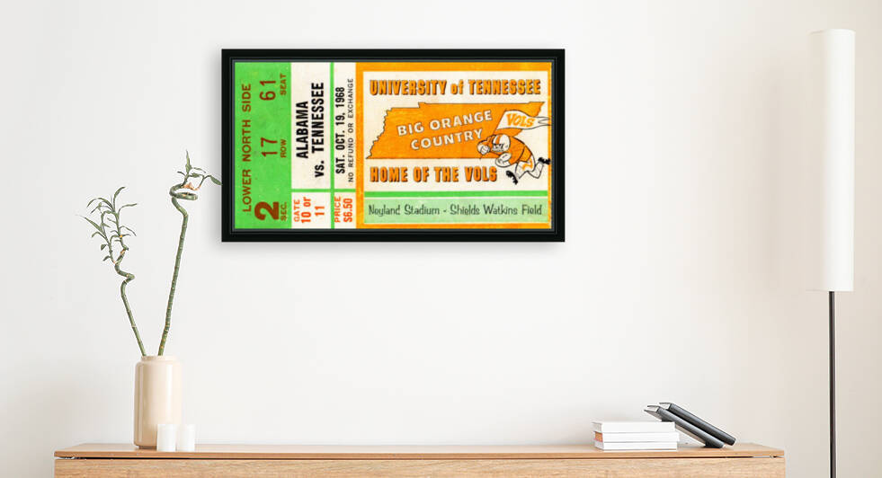 1968 Tennessee vs. Alabama Football Ticket Art  by Row One Brand