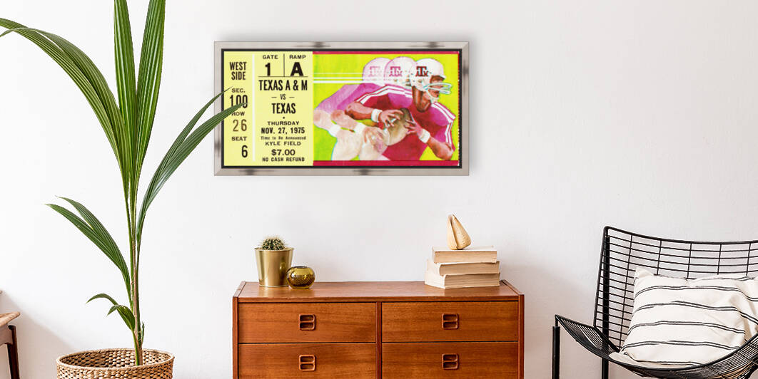 1975 Texas vs. Texas A&M Football Ticket Canvas by Row One Brand