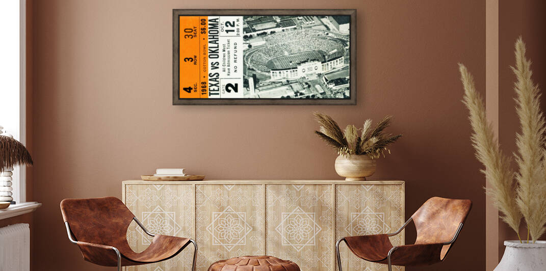 1968 Texas vs. Oklahoma Football Ticket Art by Row One Brand